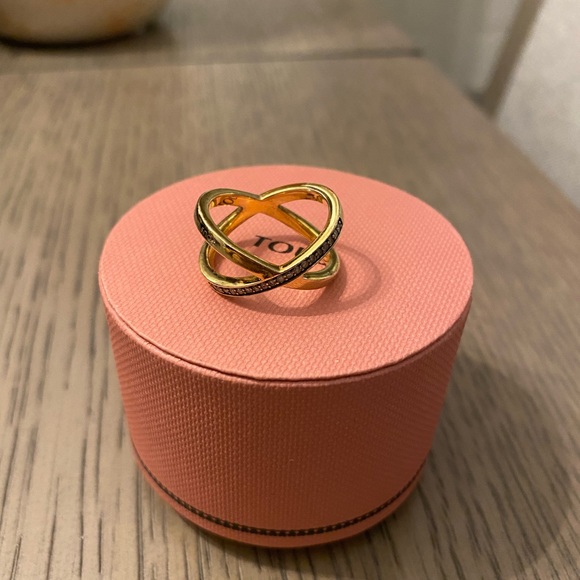 TOUS Nocturne crossed Ring in Silver Vermeil with Diamonds 2,2cm. - Picture 3 of 7